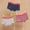 Underwear & Socks-Sergent Major 3 navy blue, red and gray boxer shorts with galaxies and stripes print