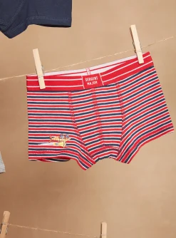Underwear & Socks-Sergent Major 3 navy blue, red and gray boxer shorts with galaxies and stripes print
