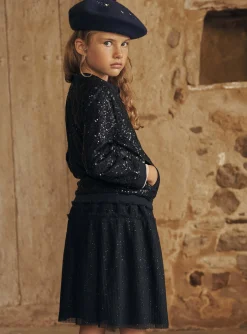 Skirt, Shorts-Sergent Major Navy blue skirt in sequined tulle