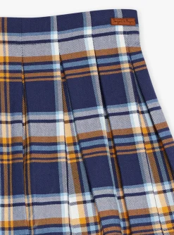 Skirt, Shorts-Sergent Major Navy blue skort with twill check print