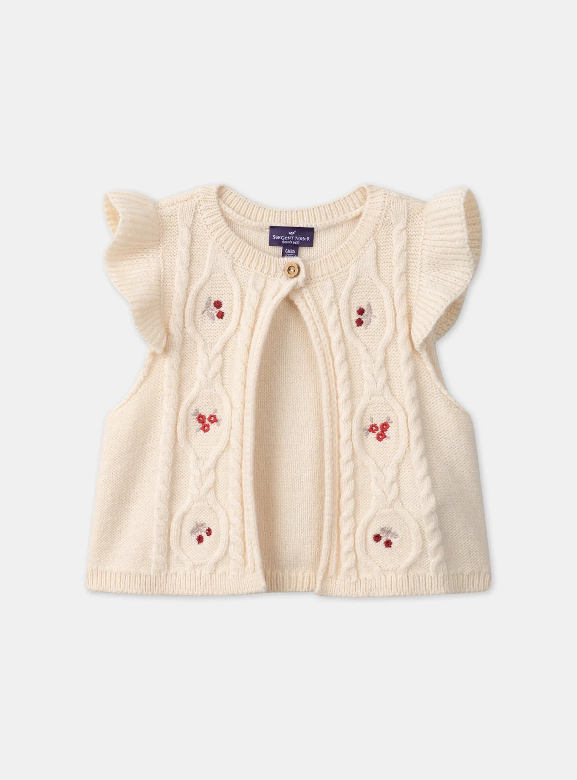 Knitwear, Sweater, Cardigan | Knitwear, Sweater, Cardigan-Sergent Major Off white CARDIGAN WHITHOUT SLEEVES
