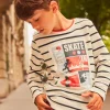 T-shirt, Polo Shirt-Sergent Major Off-white and black sailor-style T-shirt