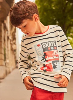 T-shirt, Polo Shirt-Sergent Major Off-white and black sailor-style T-shirt