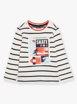 T-shirt, Polo Shirt-Sergent Major Off-white and black sailor-style T-shirt