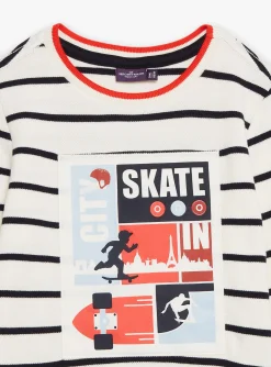 T-shirt, Polo Shirt-Sergent Major Off-white and black sailor-style T-shirt