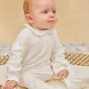 Baby Jumpsuits-Sergent Major Off-white velvet romper with flower and dog print