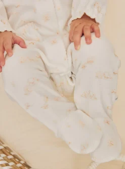 Baby Jumpsuits-Sergent Major Off-white velvet romper with flower and dog print