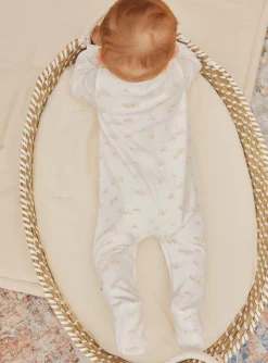 Baby Jumpsuits-Sergent Major Off-white velvet romper with flower and dog print