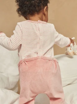 Pajamas & Rompers | Pajamas & Rompers-Sergent Major Off-white velvet romper with stripe print