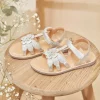 Shoes-Sergent Major Open-toed silver-coloured sandals