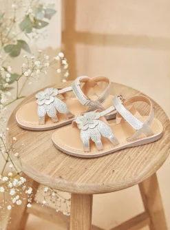 Shoes-Sergent Major Open-toed silver-coloured sandals