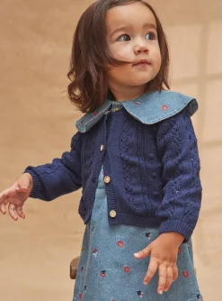 Knitwear, Sweater, Cardigan | Knitwear, Sweater, Cardigan-Sergent Major Openwork Knit Baby Girl Cardigan