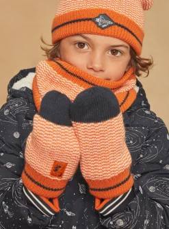 Beany, Scarf & Gloves-Sergent Major Orange knitted muffles