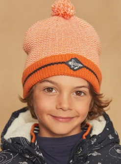 Beany, Scarf & Gloves-Sergent Major Orange knitted pompom hat