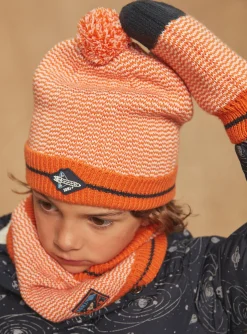 Beany, Scarf & Gloves-Sergent Major Orange knitted pompom hat