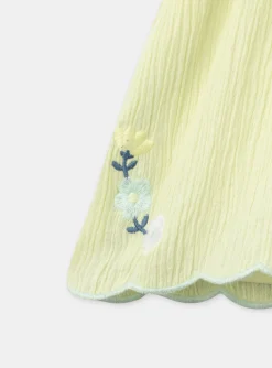 Skirt, Shorts-Sergent Major Pale Yellow Embroidered Shorts