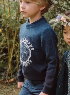 Knitwear, Sweater, Cardigan-Sergent Major Petrol blue tie-and-dye sweater