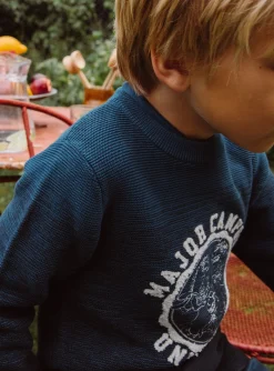 Knitwear, Sweater, Cardigan-Sergent Major Petrol blue tie-and-dye sweater