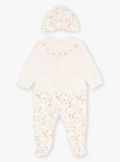 Pajamas & Rompers | Pajamas & Rompers-Sergent Major Pink bonnet and bolster set with floral print