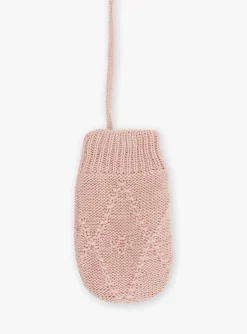 Beany, Scarf, Gloves-Sergent Major Pink cable knit mittens
