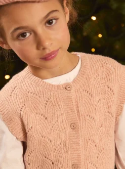 Knitwear, Sweater, Cardigan-Sergent Major Pink copper CARDIGAN WHITHOUT SLEEVES