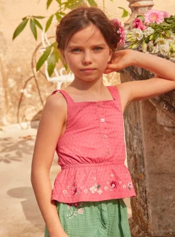 Shirt, T-shirt-Sergent Major Pink embroidered blouse