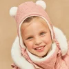 Beany, Scarf, Gloves-Sergent Major Pink hat in cable knit