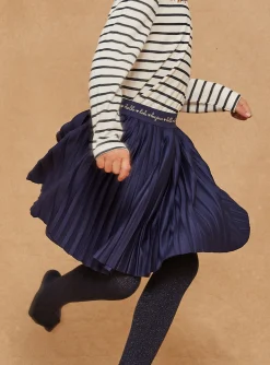 Skirt, Shorts-Sergent Major Pleated skirt in navy blue jersey