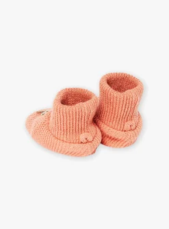 Hat, Mittens-Sergent Major Powder pink baby slippers