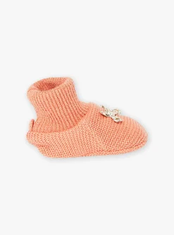 Hat, Mittens-Sergent Major Powder pink baby slippers
