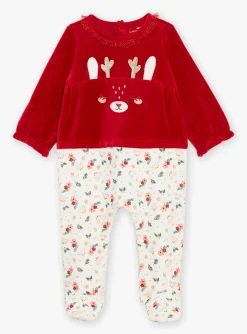 Pajamas & Rompers | Pajamas & Rompers-Sergent Major Red and white velvet romper set