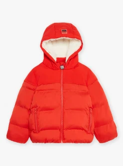 Coat, Parka, Jacket-Sergent Major Red down jacket with hood