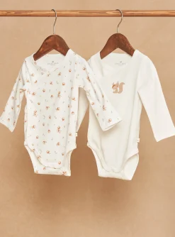 Bodysuit-Sergent Major Set of 2 ecru organic cotton ribbed bodysuits