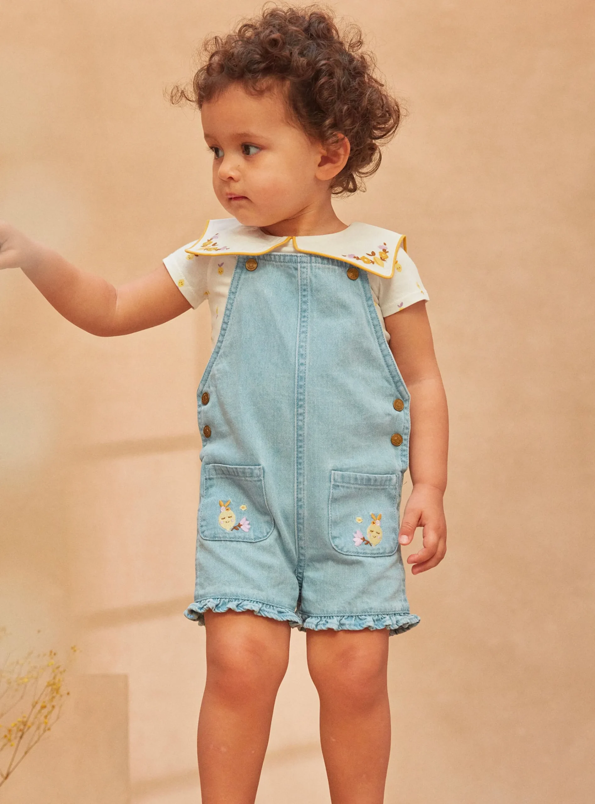 Romper, Jumpsuit & Outfit | Romper, Jumpsuit & Outfit-Sergent Major Short denim dungarees with embroidery
