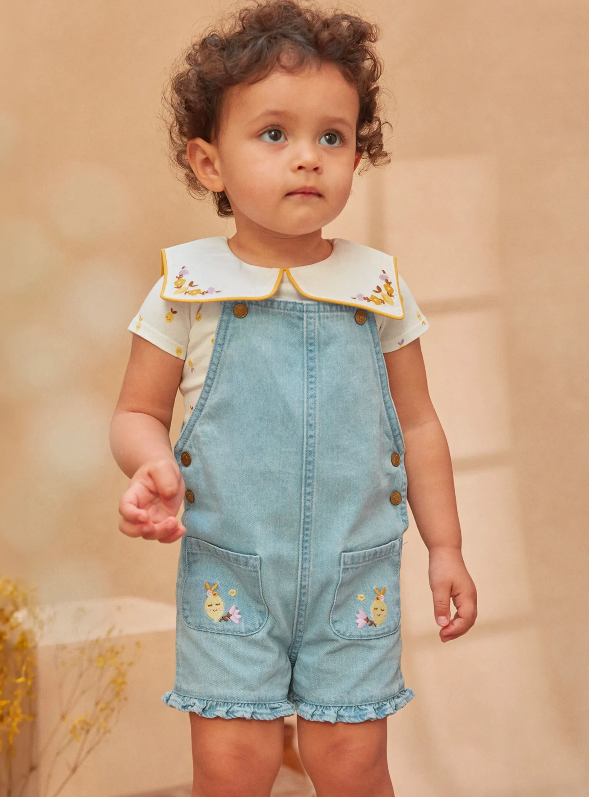 Romper, Jumpsuit & Outfit | Romper, Jumpsuit & Outfit-Sergent Major Short denim dungarees with embroidery