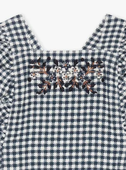 Romper, Jumpsuit & Outfit | Romper, Jumpsuit & Outfit-Sergent Major Short ecru and slate-blue dungarees with check print
