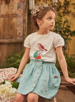 Skirt, Shorts-Sergent Major Short sage skirt in cotton gauze with floral print