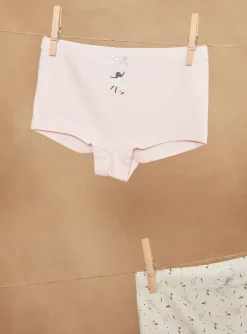 Underwear, Socks, Tights-Sergent Major 5 sky, ecru, pink and orange shortys with hearts and flowers prints and fairy dancer motifs