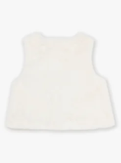 Knitwear, Sweater, Cardigan | Knitwear, Sweater, Cardigan-Sergent Major Sleeveless ecru cardigan in synthetic fur