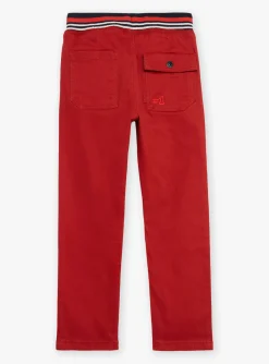 Trousers, Jeans-Sergent Major Straight-leg red pants with elasticated waistband