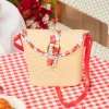 Bag & Umbrella-Sergent Major Straw bag with and imitation leather handle