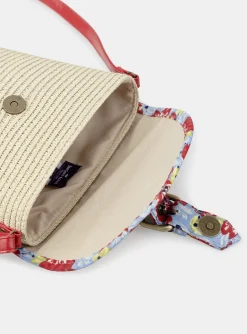 Bag & Umbrella-Sergent Major Straw bag with and imitation leather handle
