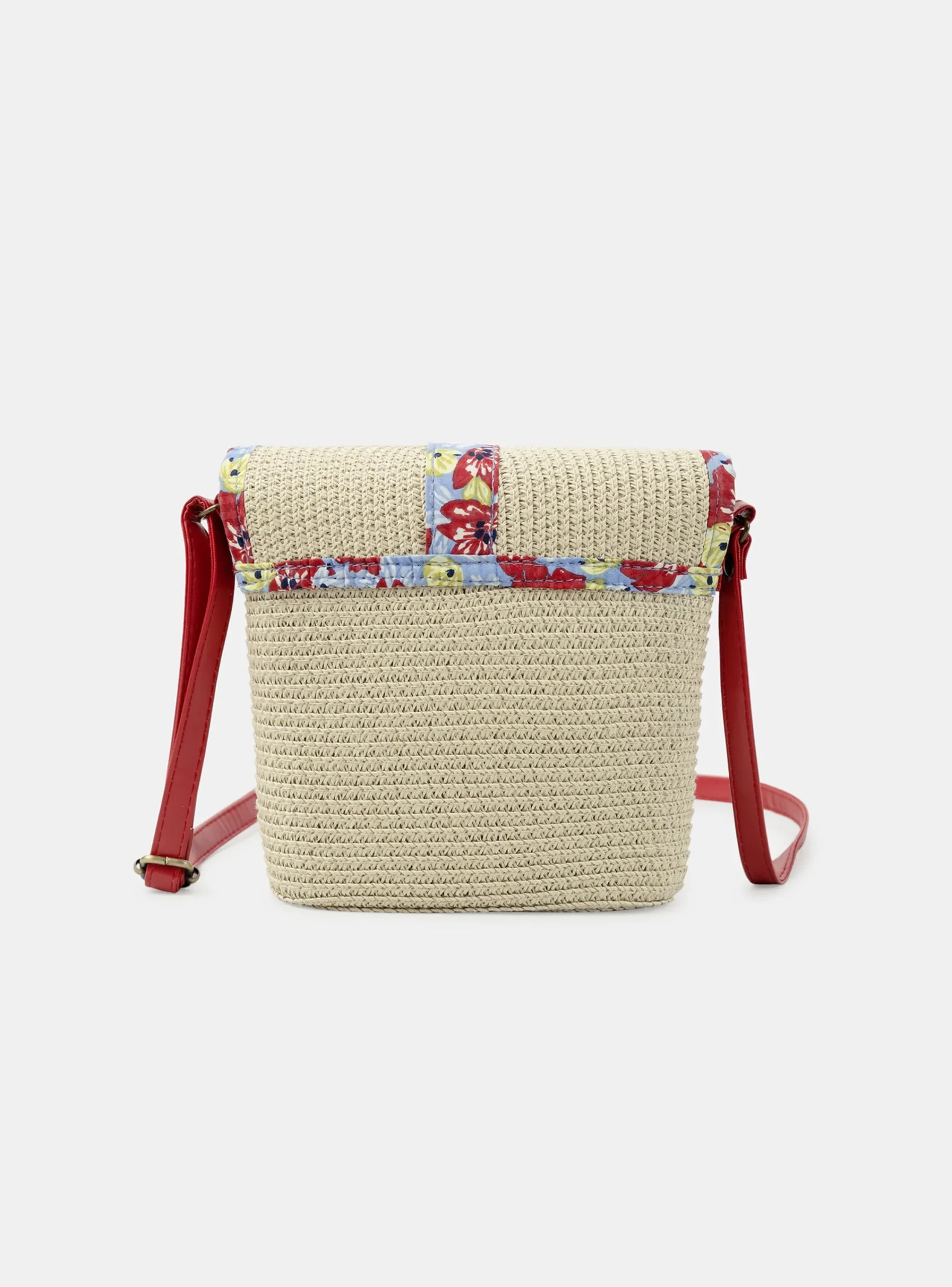 Bag & Umbrella-Sergent Major Straw bag with and imitation leather handle