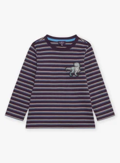 T-shirt, Polo Shirt-Sergent Major Striped eggplant T-shirt