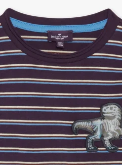 T-shirt, Polo Shirt-Sergent Major Striped eggplant T-shirt