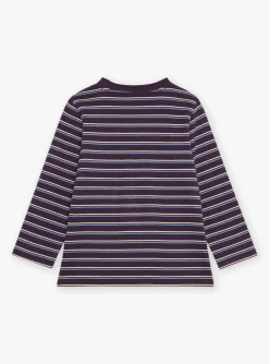 T-shirt, Polo Shirt-Sergent Major Striped eggplant T-shirt