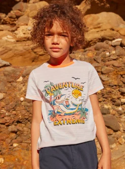 T-shirt, Polo Shirt-Sergent Major T-shirt blanc à motif requin en jersey