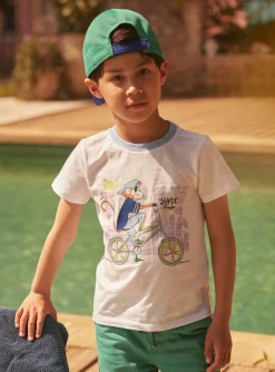 T-shirt, Polo Shirt-Sergent Major White and blue short-sleeved T-shirt