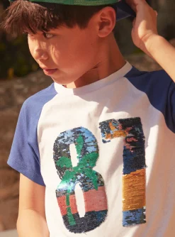 T-shirt, Polo Shirt-Sergent Major White and blue short-sleeved T-shirt