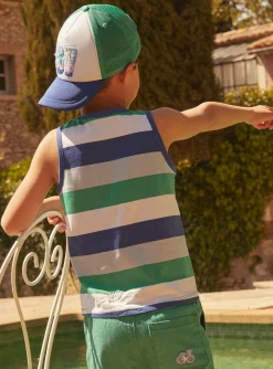 T-shirt, Polo Shirt-Sergent Major White stripe print tank top